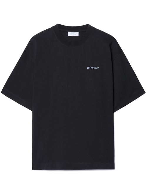 T-Shirt Nera Con Motivo Barber Arrow OFF WHITE | OMAA120S25JER00G1042